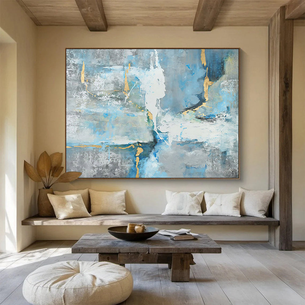 Large - Sized Hand - Painted Textured Abstract Painting for Accented Interiors DKH756