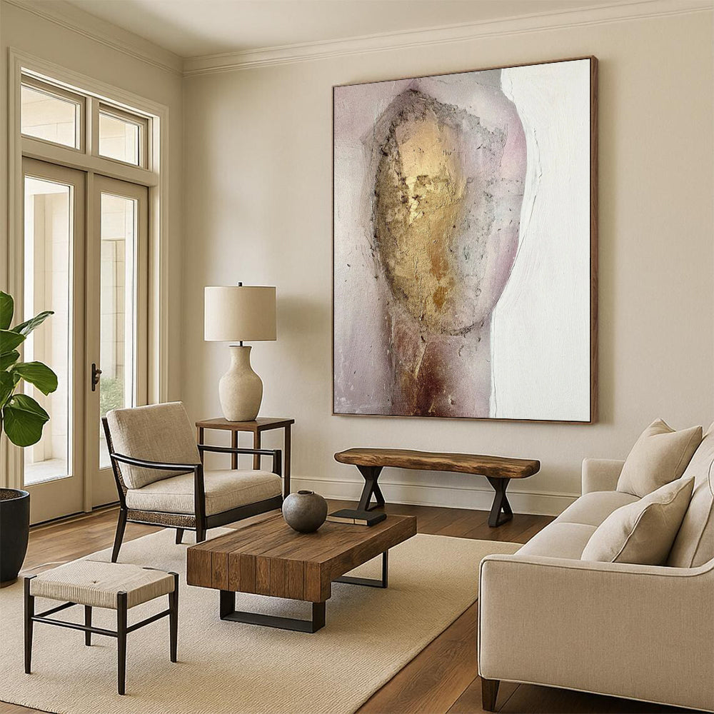 Oversized-Scale Hand-Painted Abstract Canvas for Bedroom & Reading Nook LargeART2222