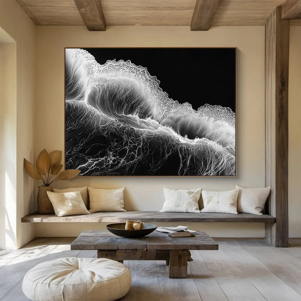 “Monochrome Wave Dynamics” - Blacks, Whites, Textured Waves - Photographic Art HB1620