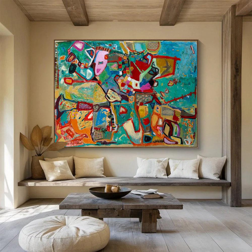 Colorful Abstract Collage - Bold Modern Living Room Focal Point DLZ233