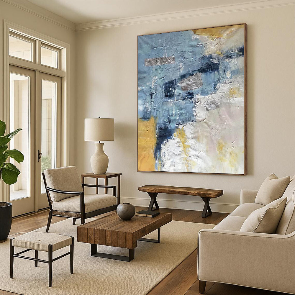 Hand-Painted Large-Scale Abstract Art: Textures for Living Room & Office DTP255