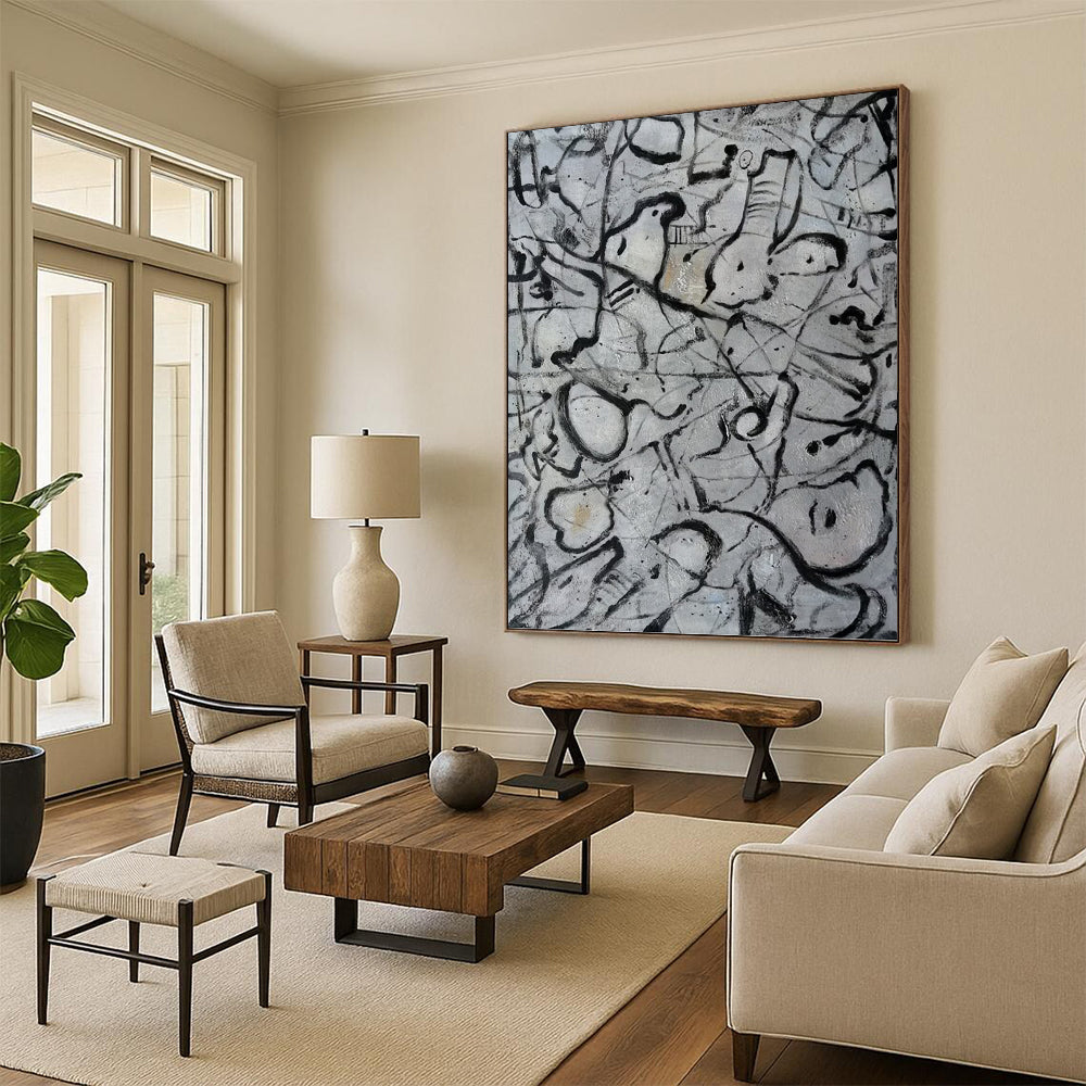 Imperial Vertical Hand - Painted Custom Abstract Narrative (with Silk Textures) for Bedroom and Living Room DKH1591
