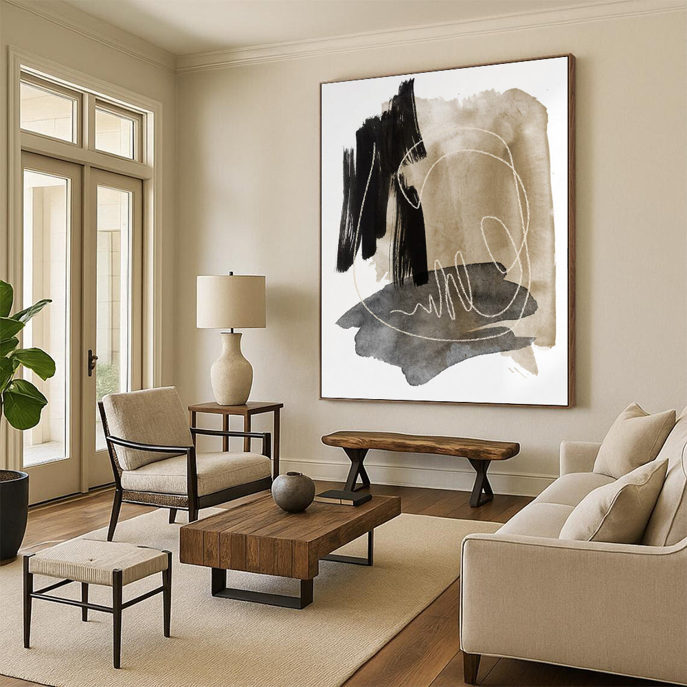 Airy Textured Abstract Canvas for Hallway & Dining Room DKH0969