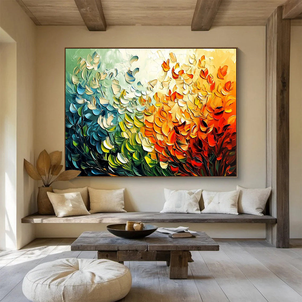 “Textured Floral Gradient” - Green, Orange, Blue, Textured Floral Gradient HB1142