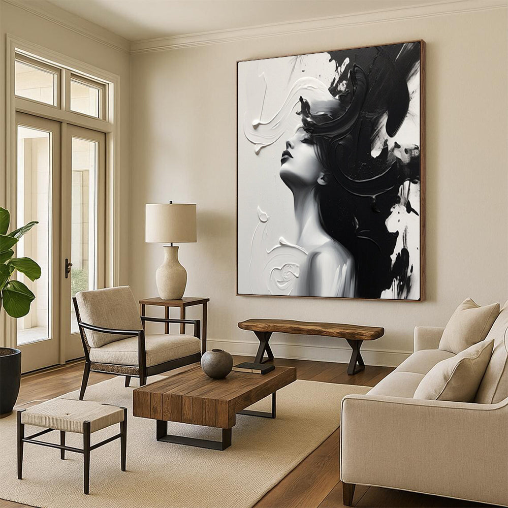 Hand-Painted Large-Scale Textured Abstract Wall Art for Dining Room & Library LargeART2143