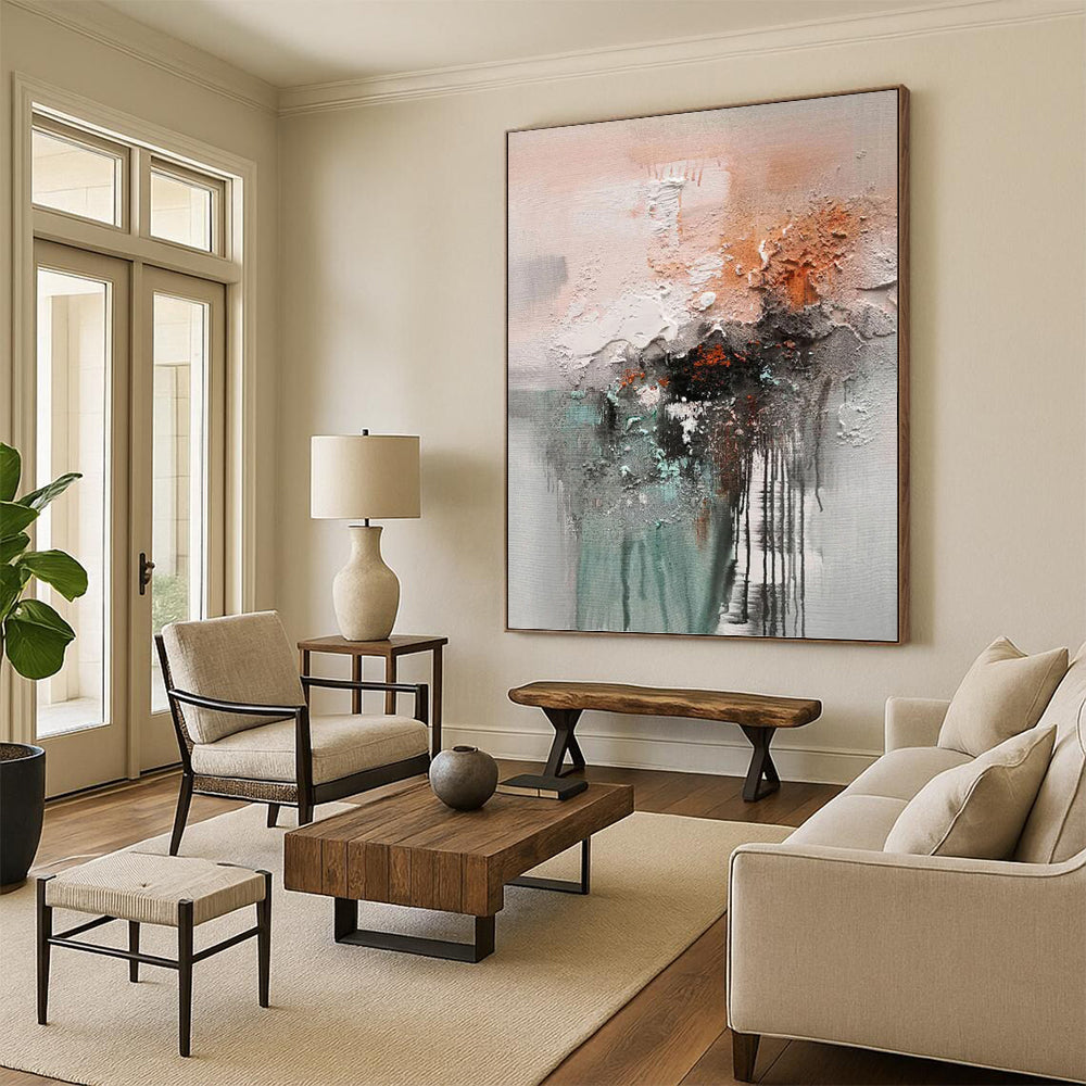 Uplifted Vertical Hand - Painted Textured Custom Abstract Ode for Living Room and Entryway DKH1564