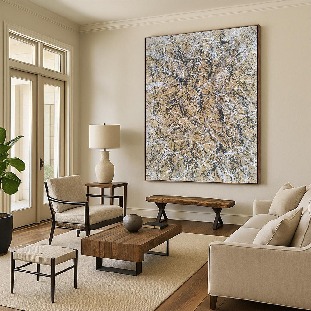 Grand - Proportioned Vertical Hand - Painted Textured Custom Abstract Madrigal for Living Room and Entryway DKH1574