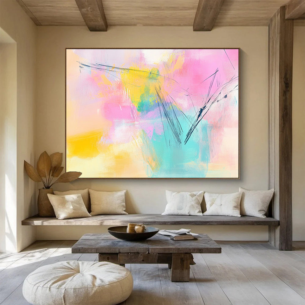 “Pastel Abstract Strokes” - Pink, Yellow, Green, Blue, Purple - Soft Abstract Strokes - Acrylic Painting HB1322