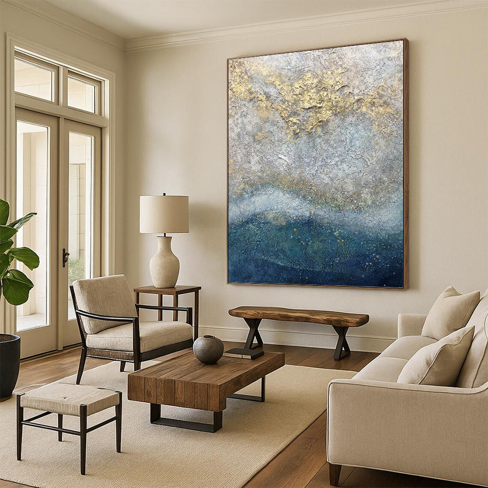 Delicately Textured Abstract Painting for Bedroom & Office DKH0958