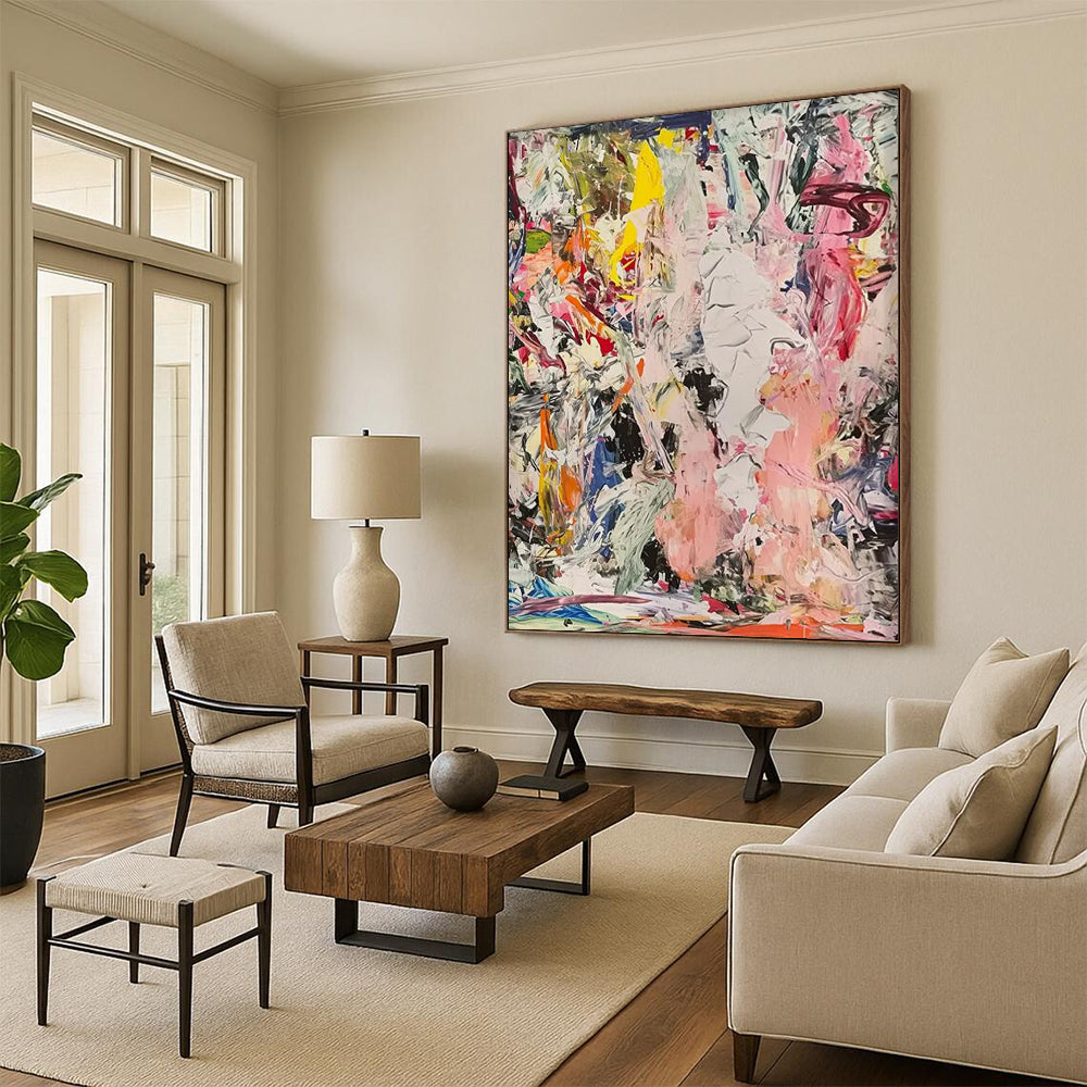 Silken Tapestry: Mega - Sized Hand - Painted Textured Custom Abstract Gem for Dining Room and Hallway DTP097