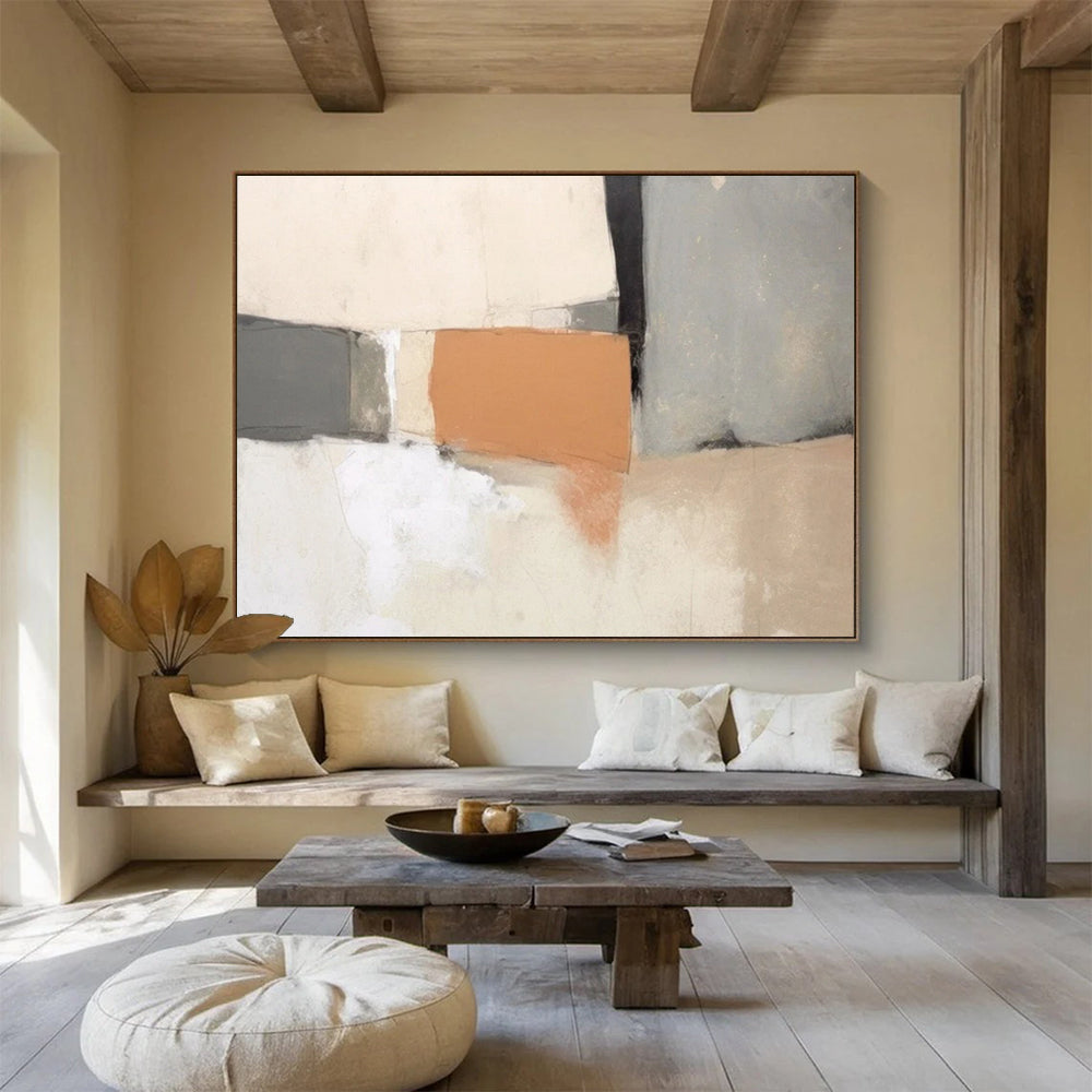 Neutral Tones Geometric Abstract - Cozy Living Room Charm DLZ076