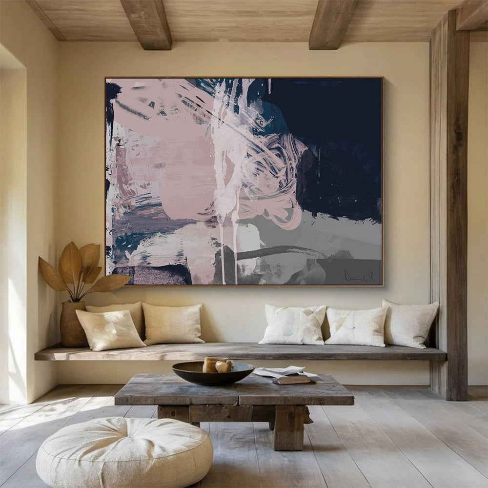 Pink - Grey Fusion Abstract: Creating a Serene Atmosphere in the Bedroom DLZ142