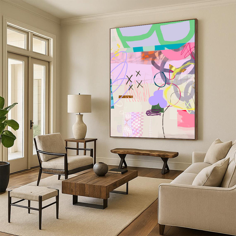 Hand-Painted Bespoke Abstract Canvas for Living Room & Hotel LargeART1823