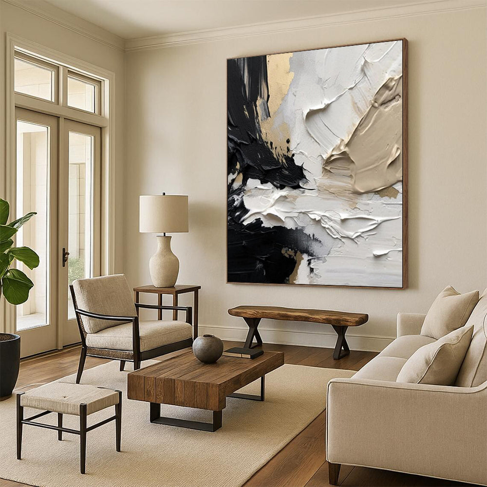 Handmade Large-Scale Abstract Art: Textured Excellence for Dining Room & Hallway DTP301