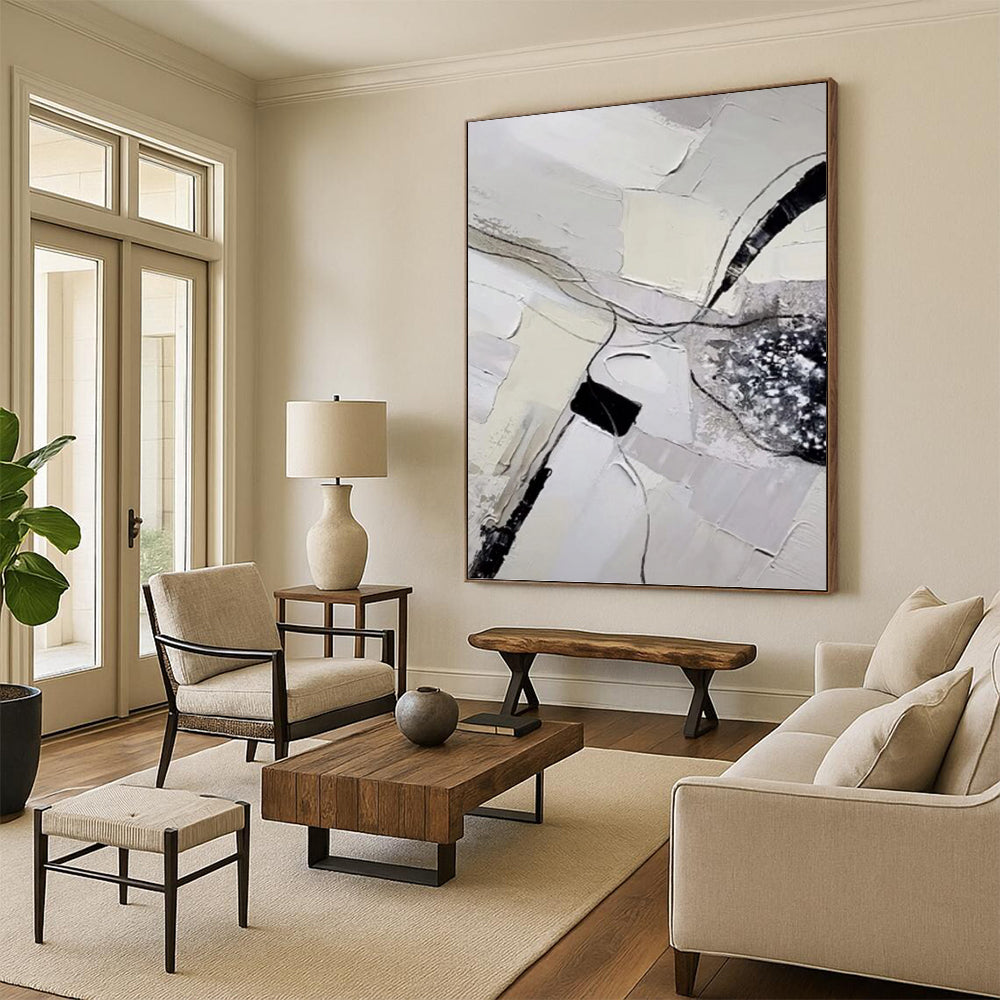 Designer - Led Excellence: Hand - Crafted Textured Canvas Painting for Bedroom & Dining Room DKH1172