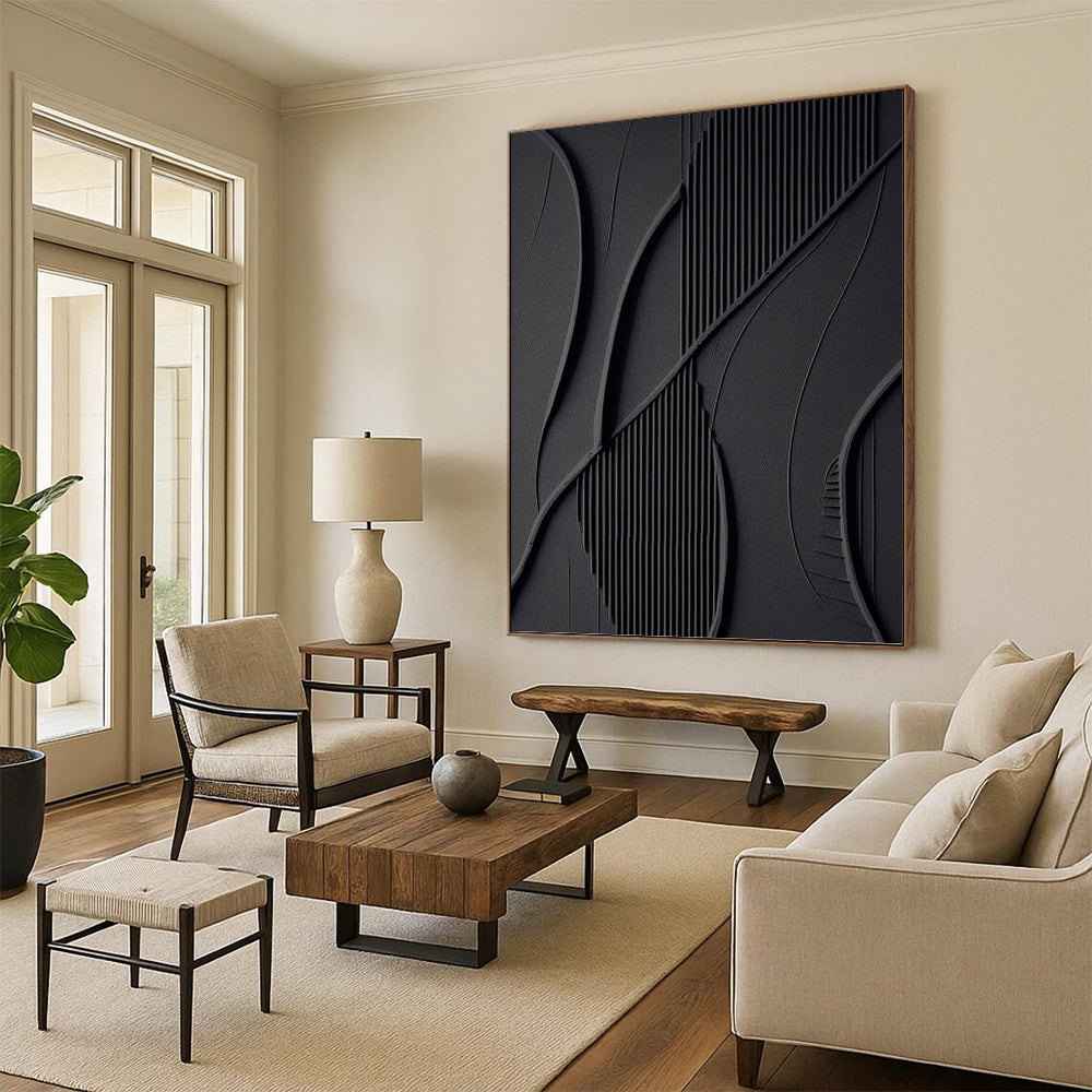 Grand - Sized Hand - Painted Textured Custom Abstract Canvas, Perfect for Dining Room and Living Room DKH1465