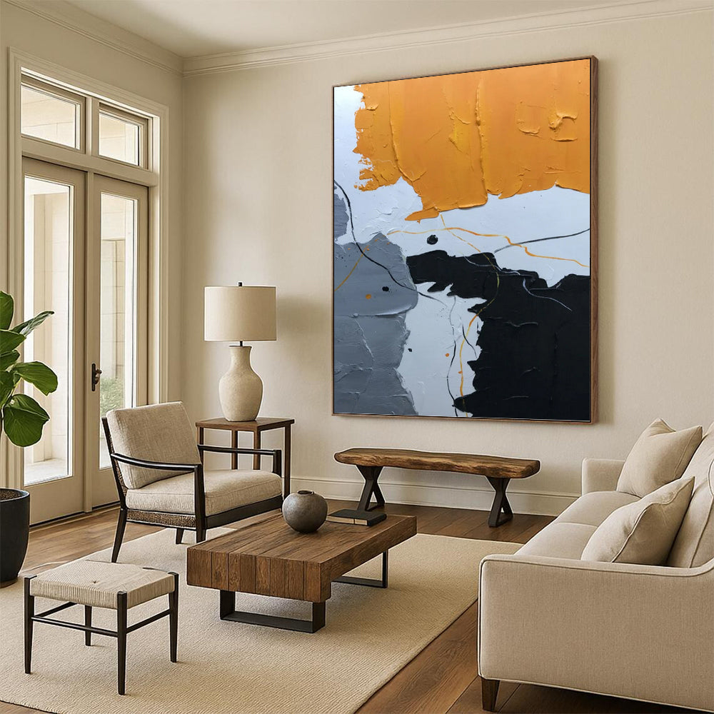 Serene Hand - Painted Textured Abstract for Bedroom & Living Room DKH1334