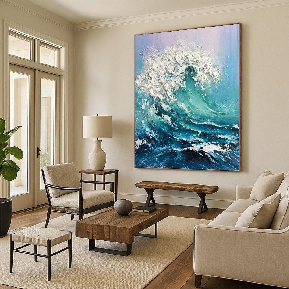 Large - Sized Hand - Painted Custom Abstract Painting (with Three - Dimensional Textures), Revitalizing Entryway and Living Room DKH1448