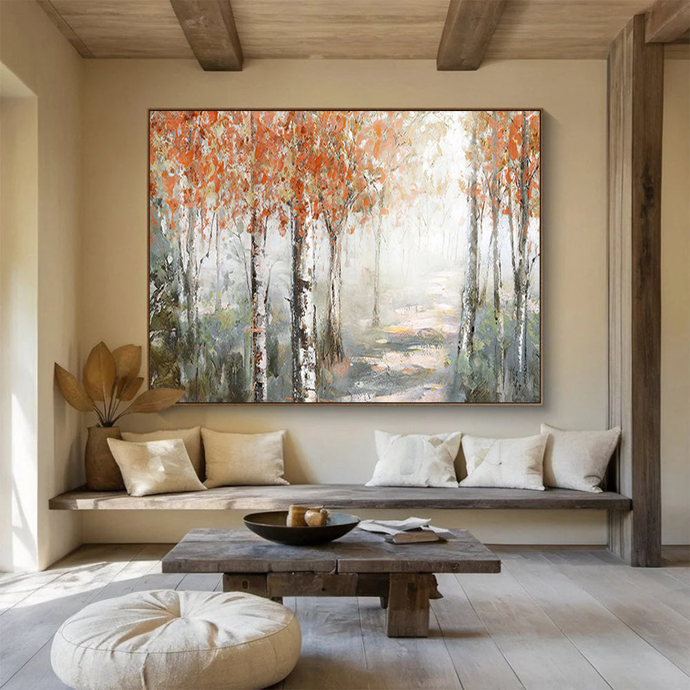 Misty Autumn Birch Forest - Enchanting Bedroom or Office Art DLZ222