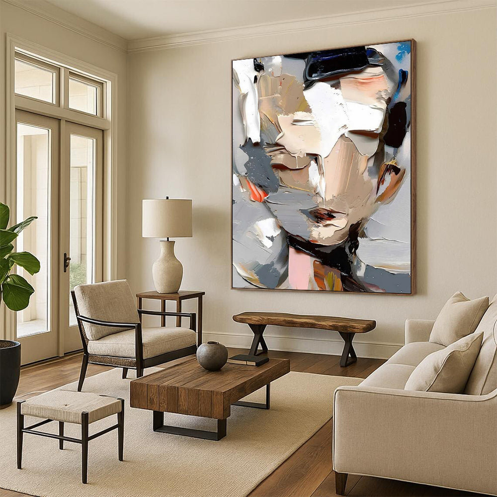 Big-Size Handmade Abstract Creations: Textured Styles for Bedroom & Entryway DTP320
