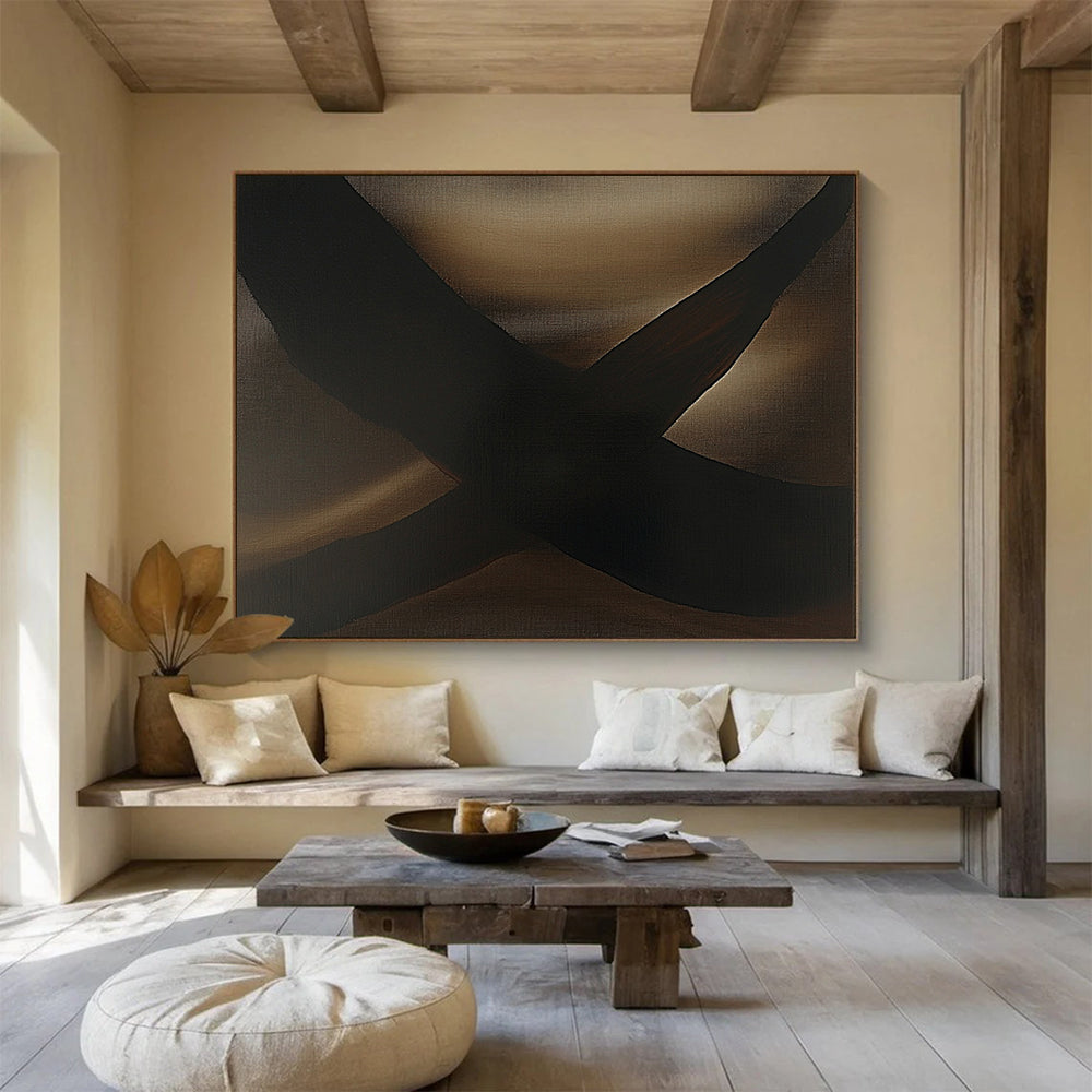 “Earthy Curves” - Brown, Black, Abstract Shapes - Acrylic Painting HB1476