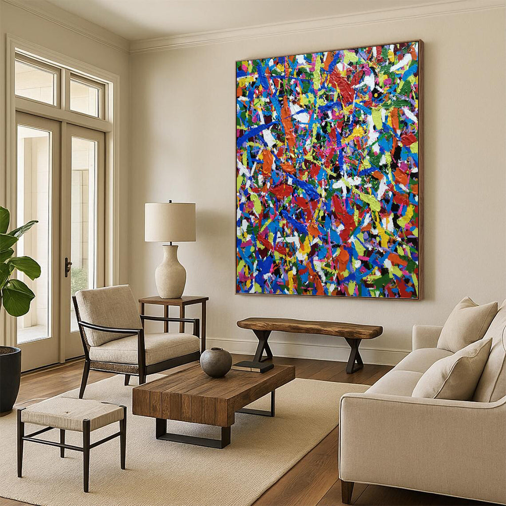 Extended - Proportioned Vertical Hand - Painted Textured Custom Abstract Epic for Office and Bar DKH1566
