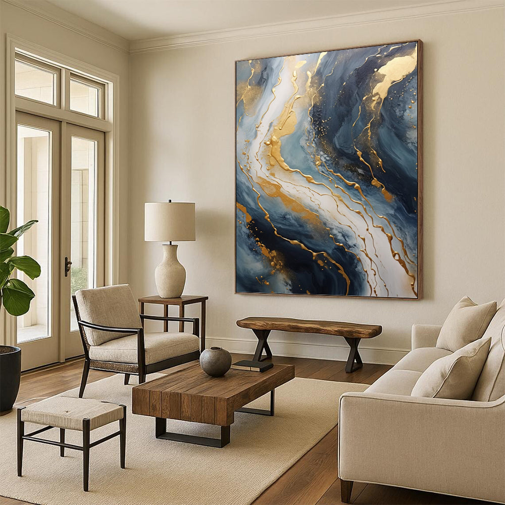 Stupendous Vertical Hand - Painted Custom Abstract Dithyramb (with Feather Textures) for Living Room and Bar DKH1599