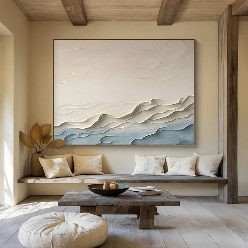 Textured Neutral Waves - Serene Living Room Art DLZ251