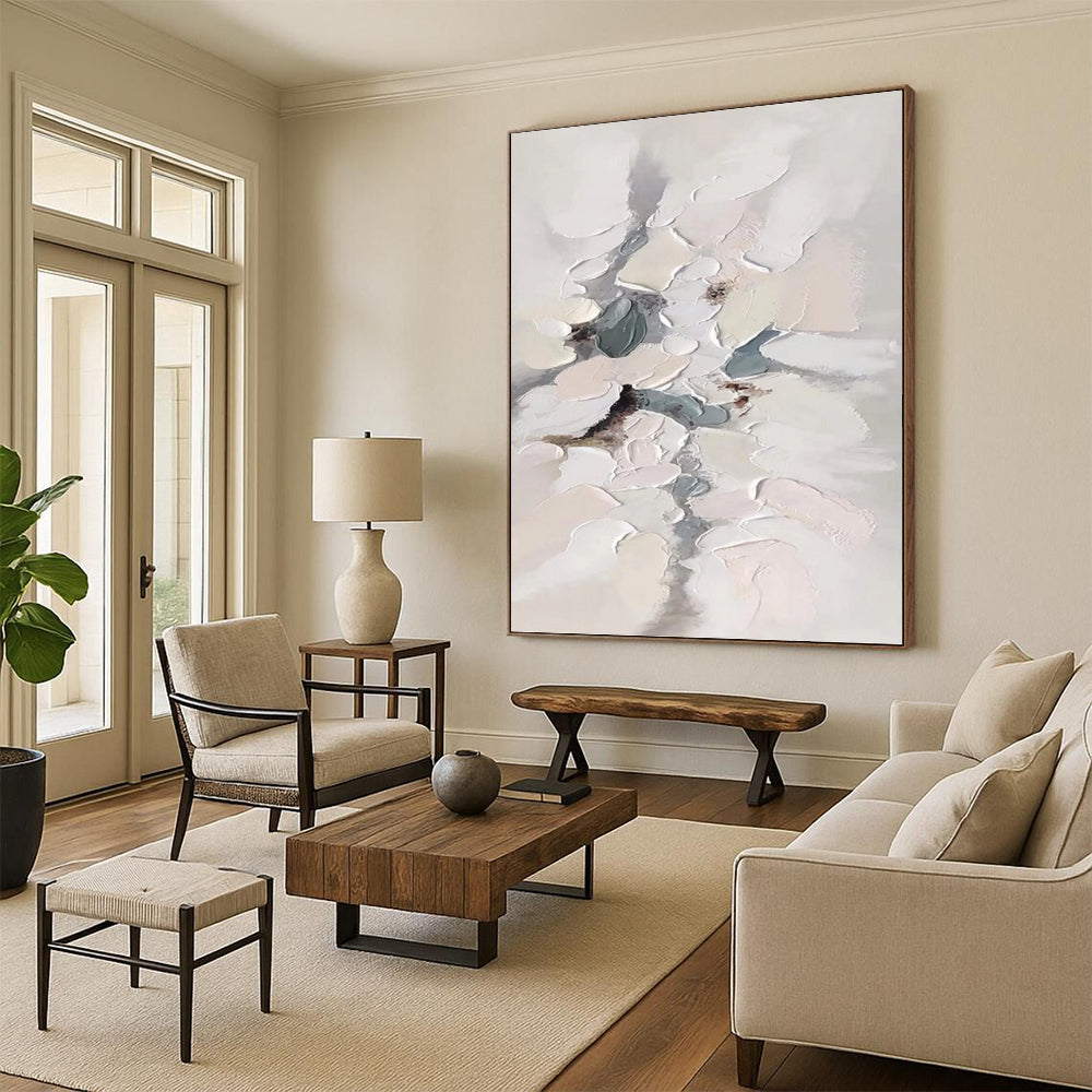 Designer - Curated Splendor: Hand - Rendered Textured Canvas Art for Hotel Lobby & Living Room DKH1174