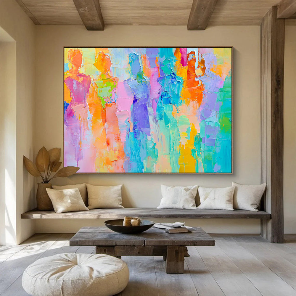“Colorful Figure Silhouettes” - Bright Colors, Figure Shapes - Painting On Canvas HB1406