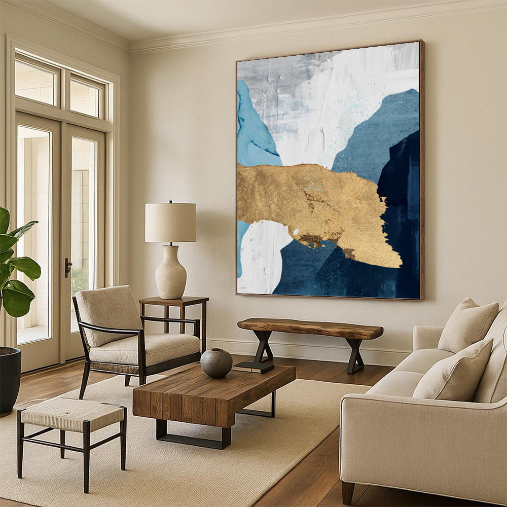 Mammoth - Scaled Vertical Hand - Painted Custom Abstract Canvas (with Three - Dimensional Textures), Beautifying Living Room and Entryway DKH1527