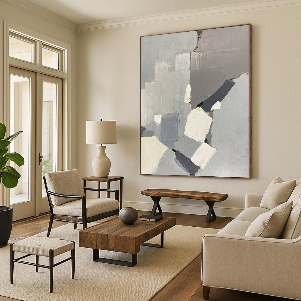 Majestic Vertical Hand - Painted Textured Custom Abstract Epoch for Living Room and Hotel DKH1586