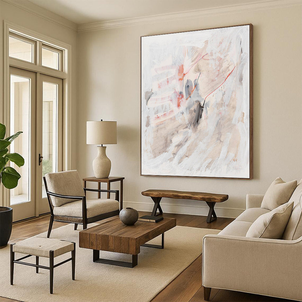 Monumental - Sized Vertical Hand - Painted Textured Custom Abstract Epoch, for Decorating Dining Room and Hotel DKH1530