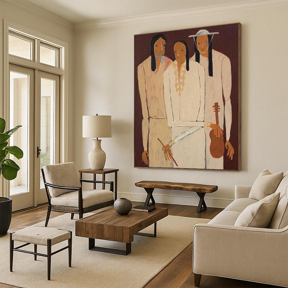 Meandering Textures: Giant Custom Abstract Canvas for Dining Room and Hallway DTP141