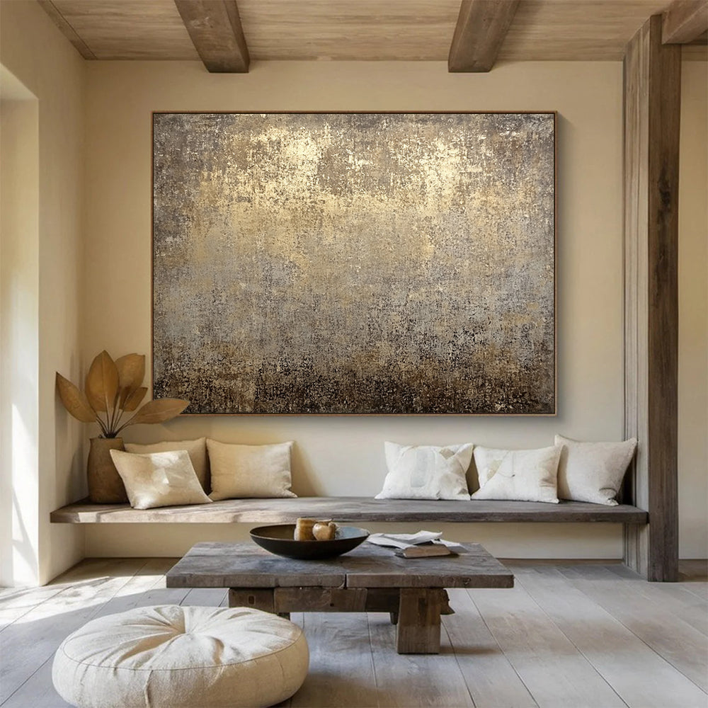 “Vintage Gold - Gray Textured Background” - Gold, Gray, Textured Abstract Painting On Canvas HB0776