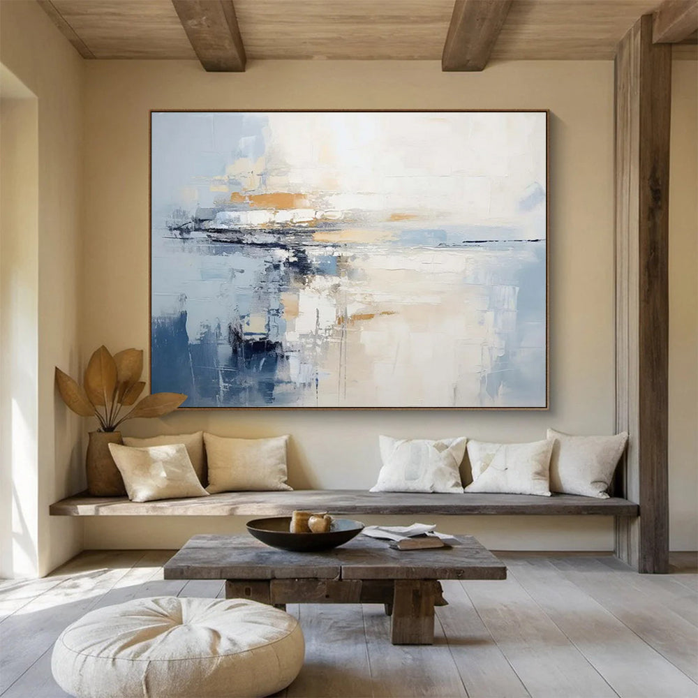 Blue & Beige Horizon Abstract - Modern Office Clarity DLZ090