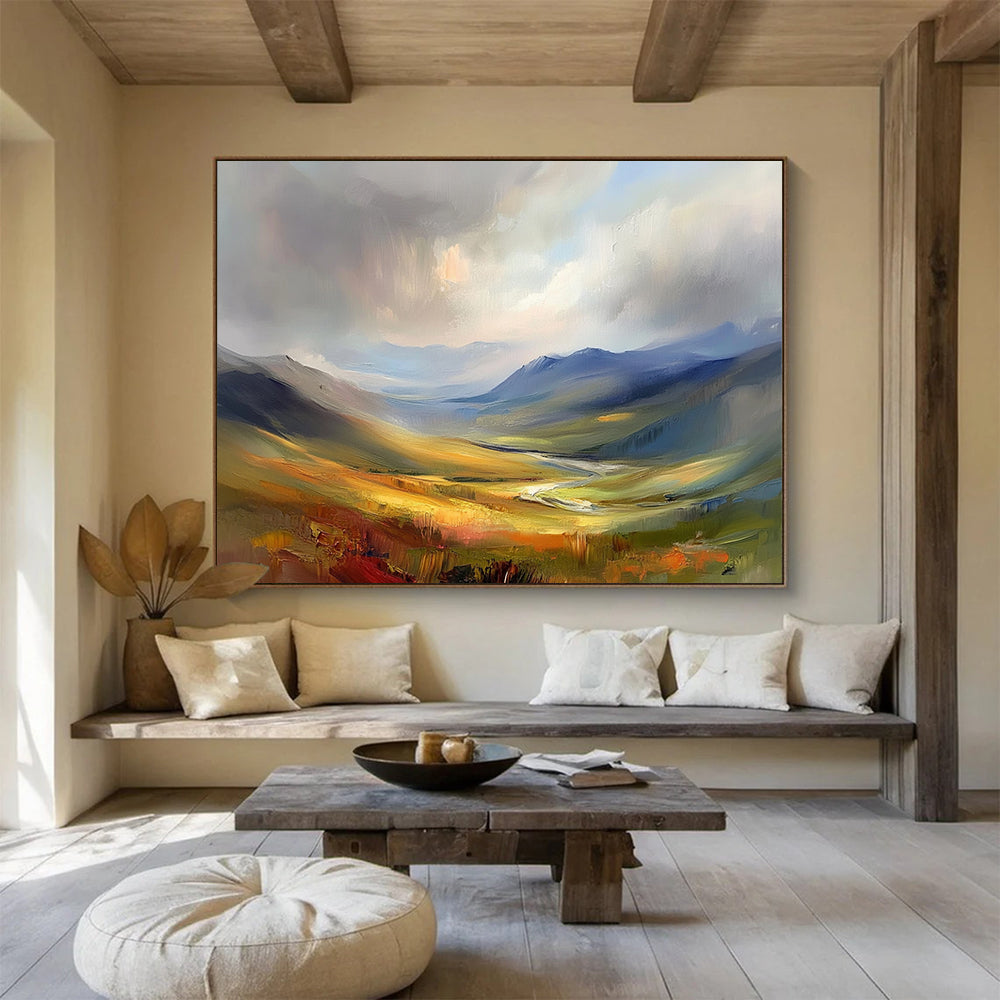 Colorful Mountain Landscape "Vivid Valleys" Painting On Canvas HB0663