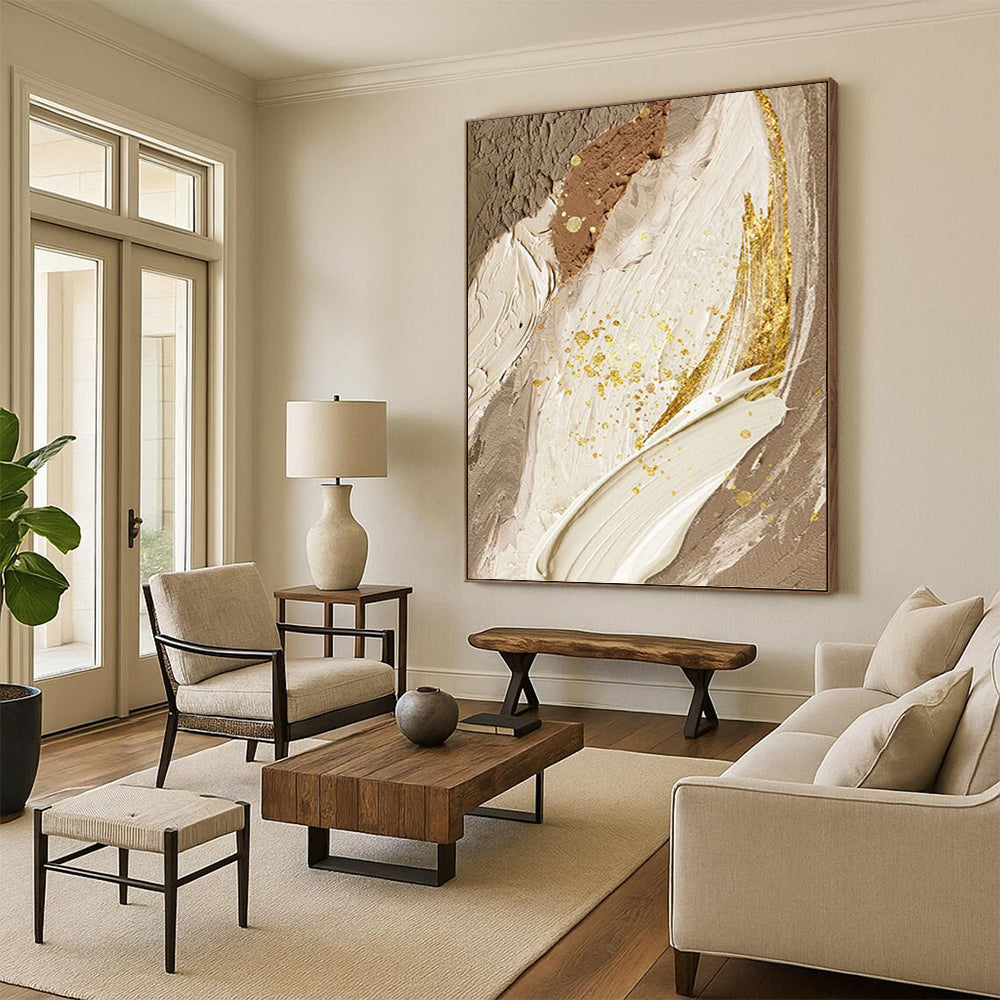 Jumbo Hand - Painted Textured Custom Abstract Painting, for Dining Room and Hallway DKH1477