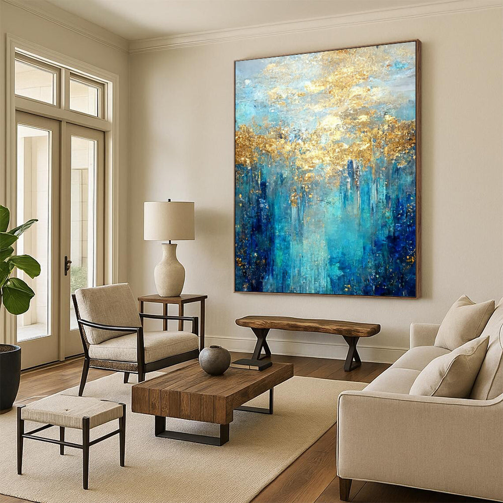 Grand - Scale Hand - Painted Textured Custom Abstract Art for Dining Room and Office DTP065