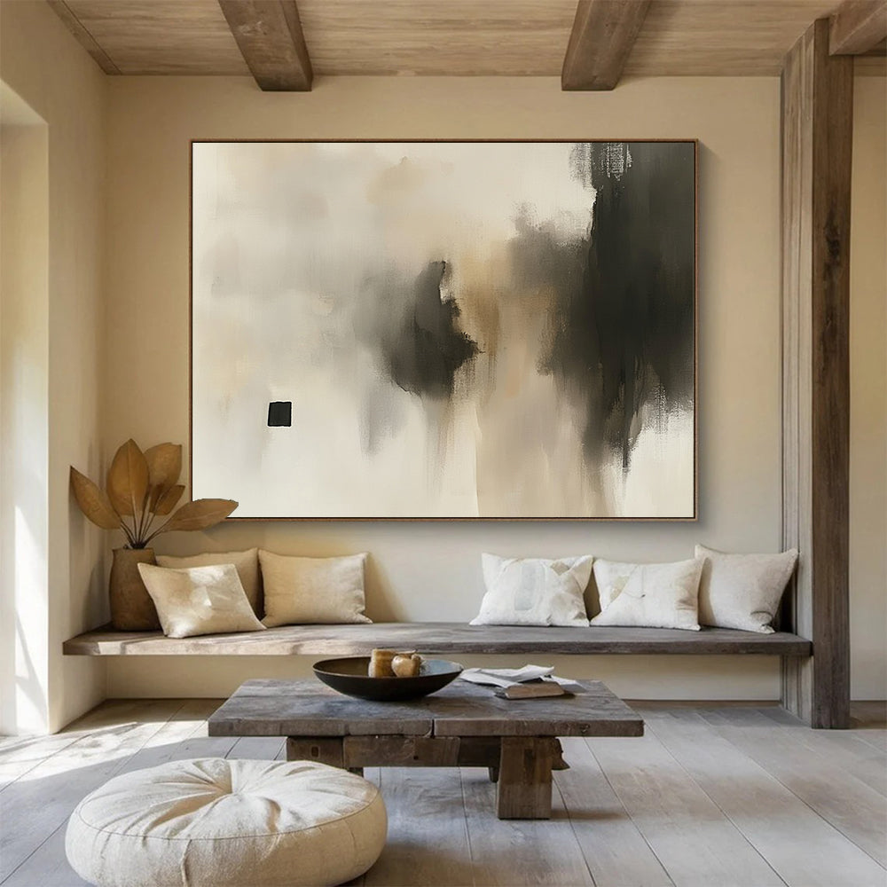“Neutral Mist” - Beige, Gray, Black, Subtle Textures - Minimalist Acrylic Painting HB1545
