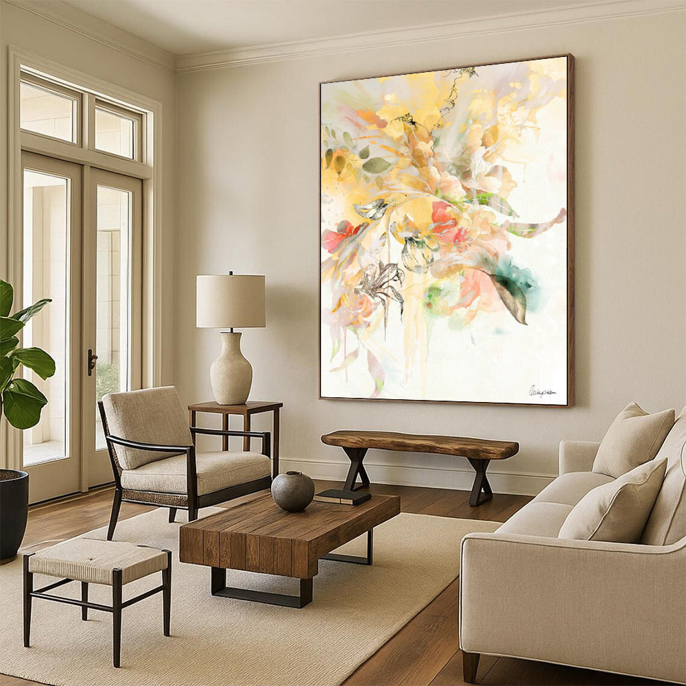 Stunning Large - Format Textured Canvas Abstract for Hallway & Dining Room DKH1087