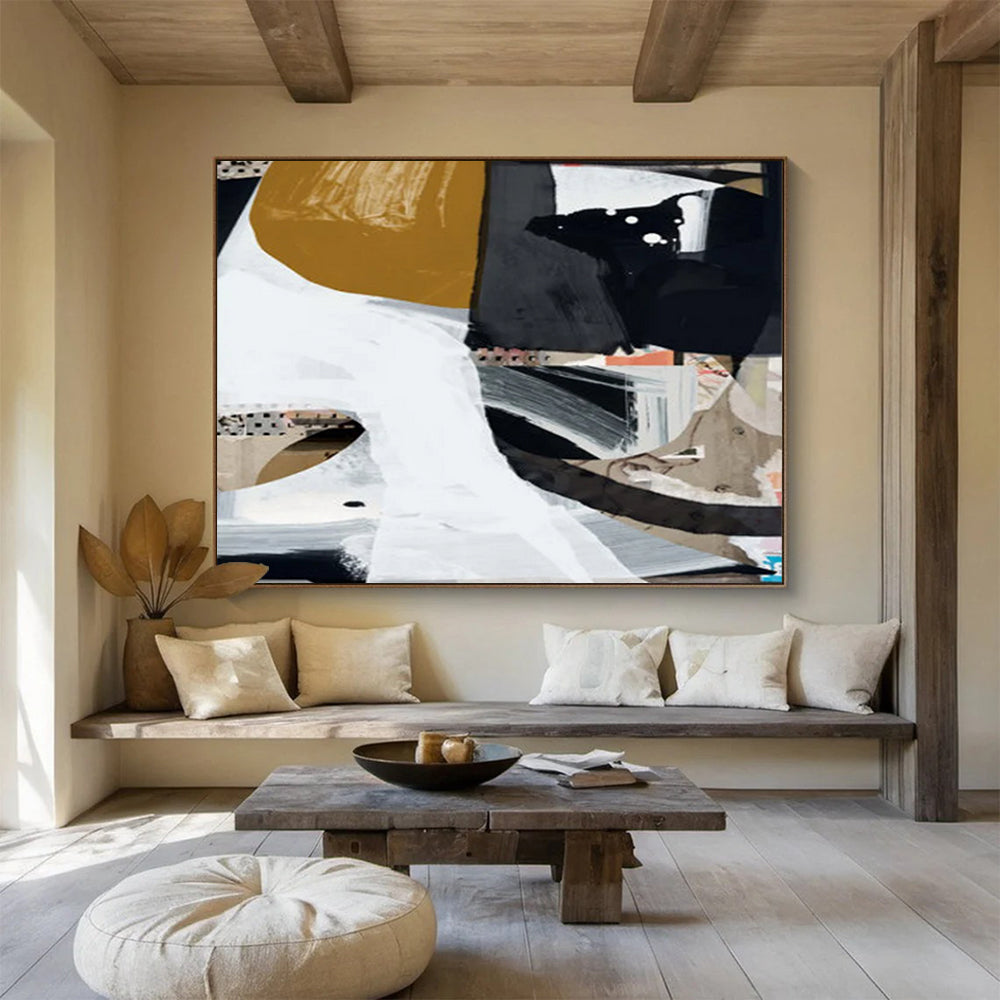 Mixed Media Abstract Collage - Large Modern Entryway Statement DLZ127