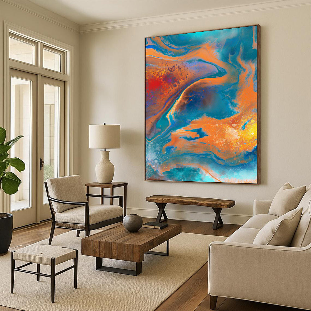 Graceful Textured Abstract Mural for Dining Room & Entryway DKH0940