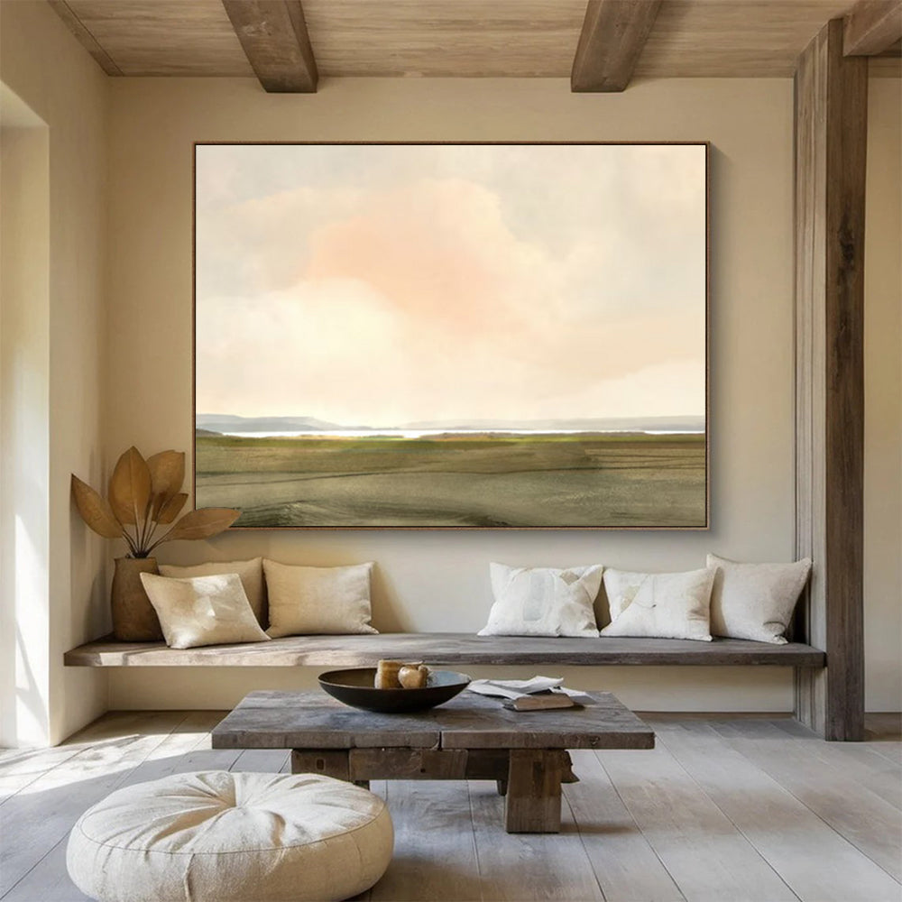Soft Pastel Landscape - Large Serene Living Room Art DLZ121