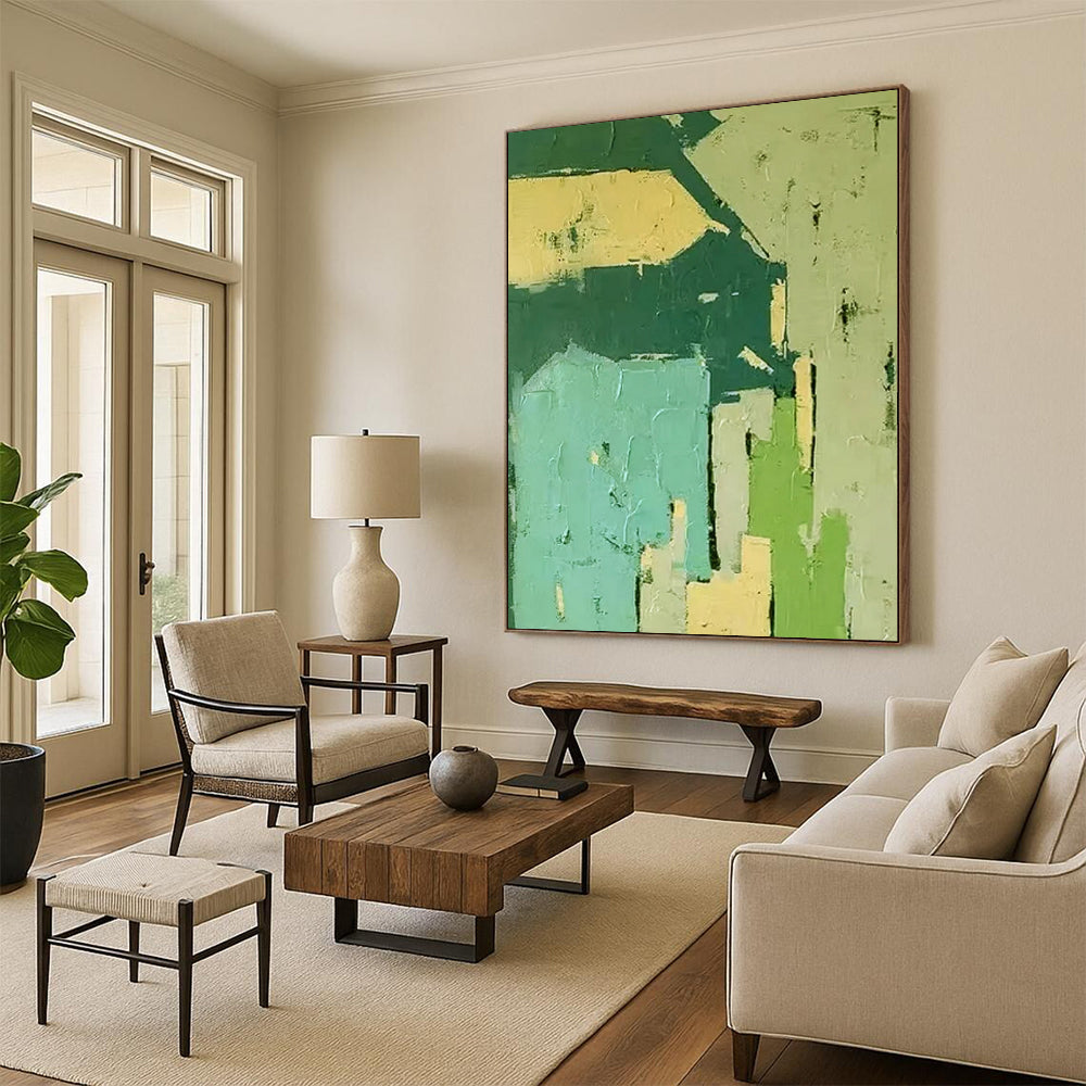 Enormous-Scale Hand-Painted Abstract Wall Installations for Living Room & Hotel LargeART2276