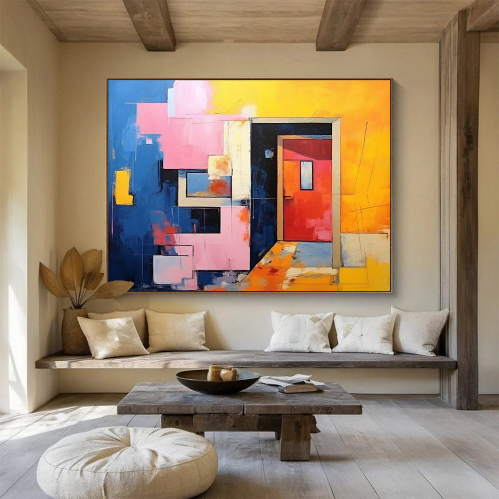 Exquisite Hand - Painted Textured Abstract Mural for Office & Entryway DKH642