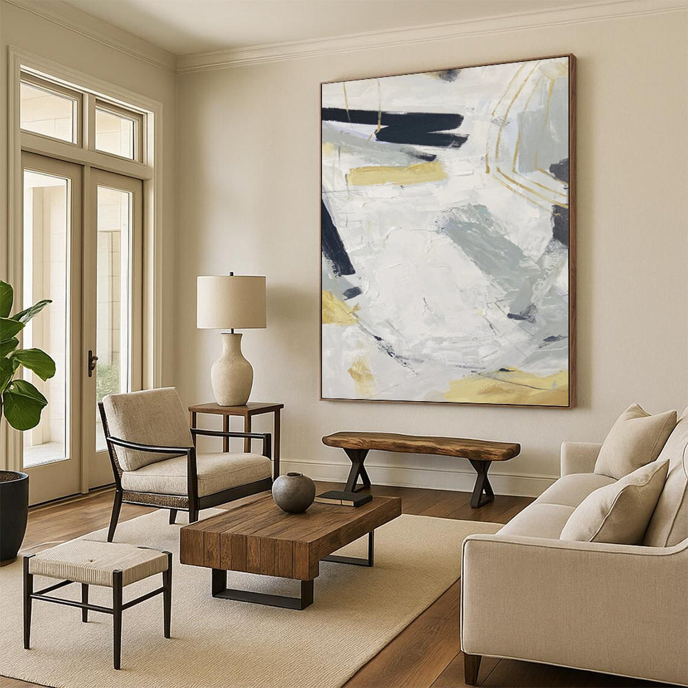 Extended Vertical Hand - Painted Custom Abstract Symphony (with Cloud Textures) for Office and Entryway DKH1587