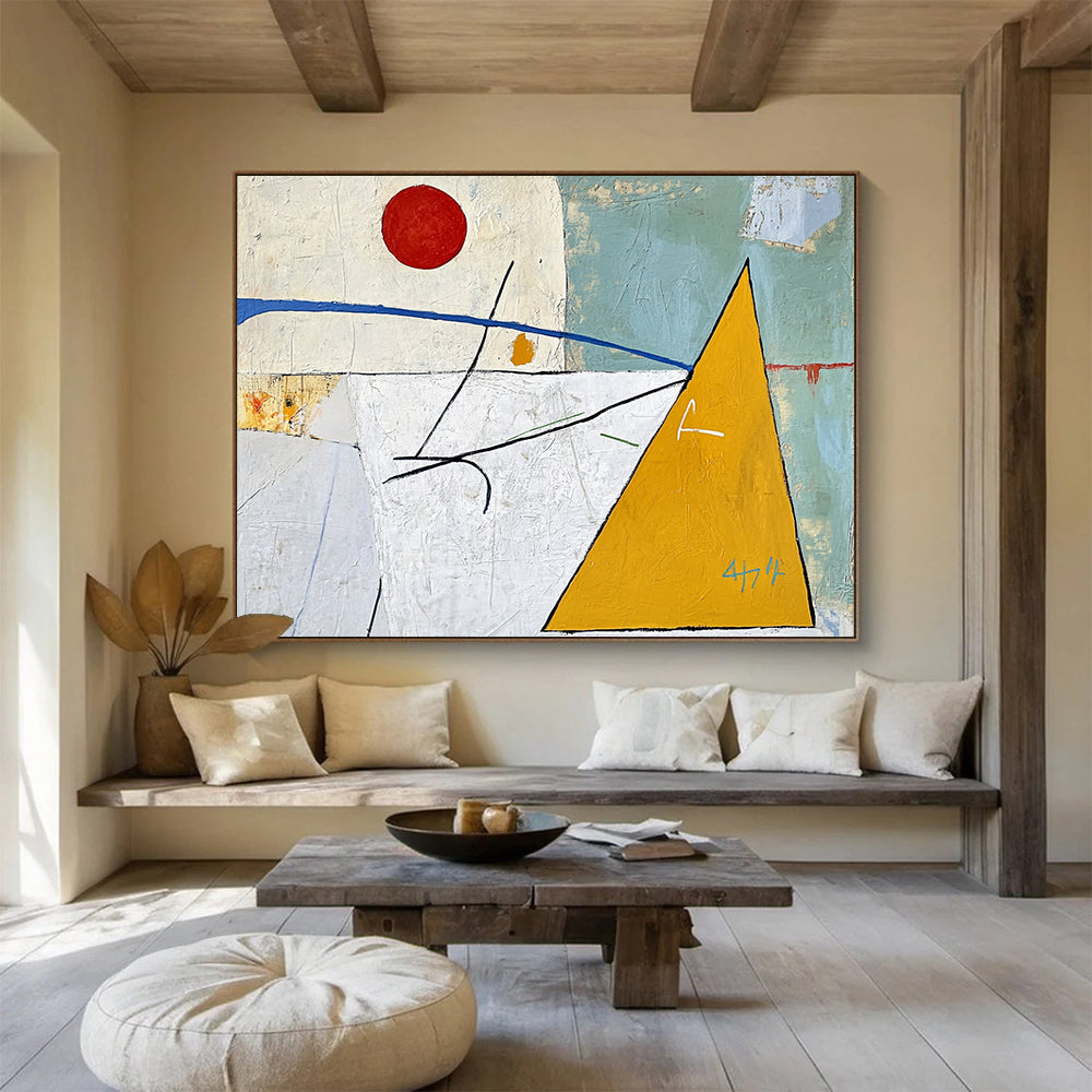 “Geometric Play” - Red, Blue, Yellow, Abstract Shapes - Cubist - Inspired Acrylic Painting HB1527