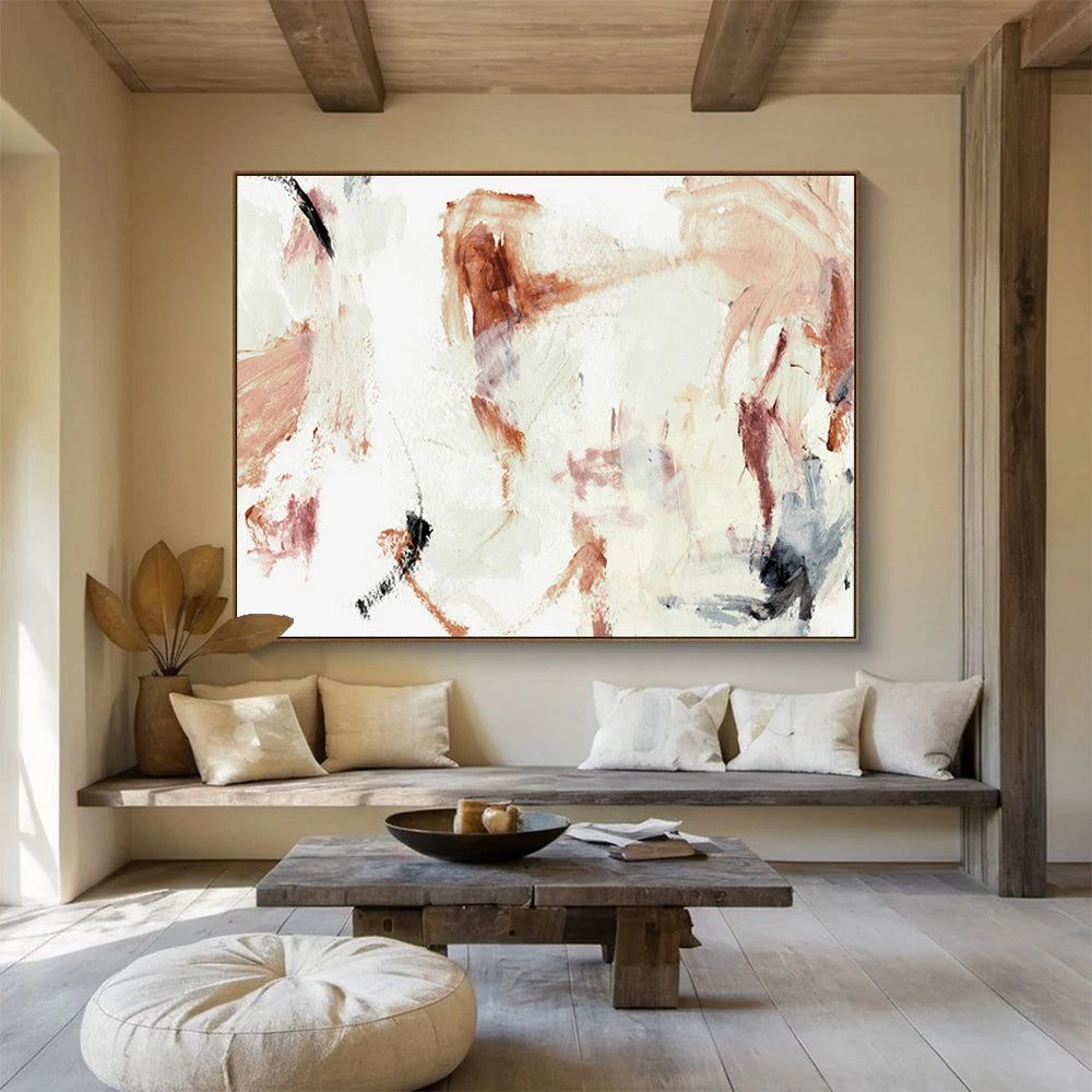 Warm Brown and Light Pink Abstract: Creating a Cozy Artistic Nook DLZ145