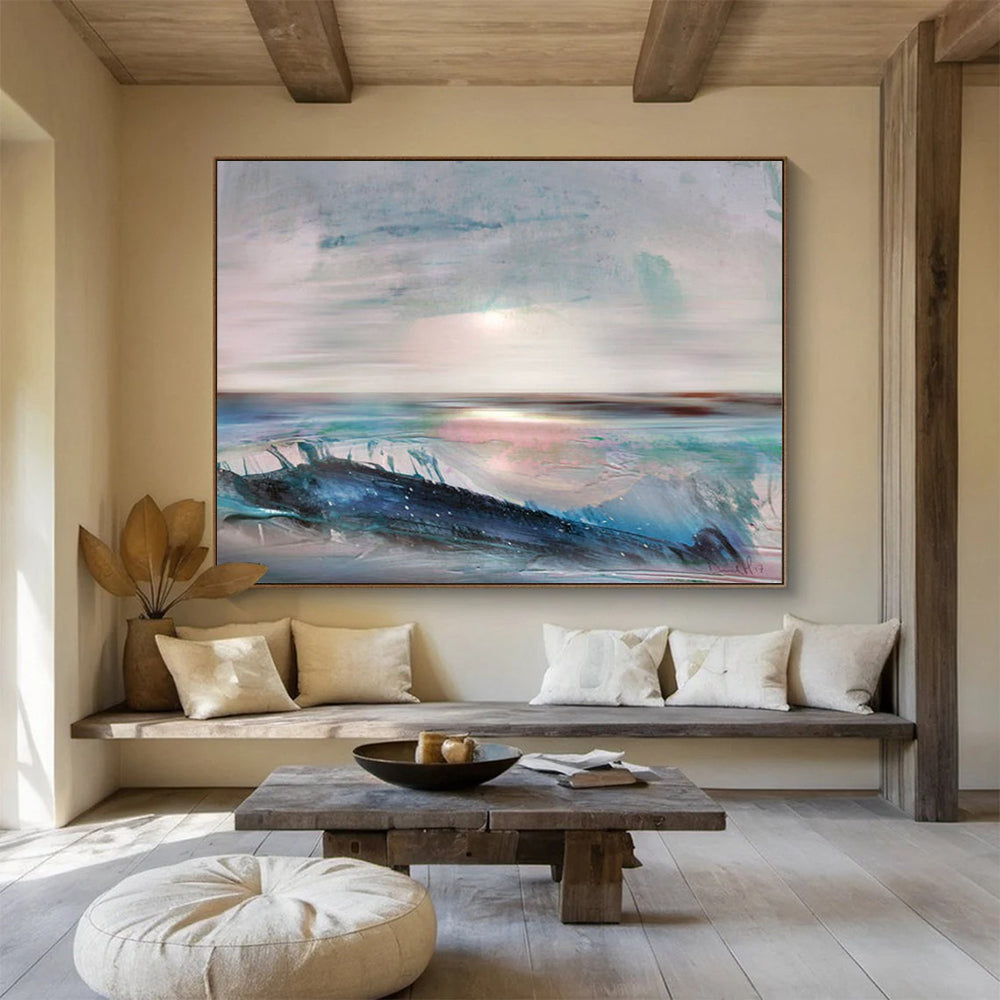 Pink - Blue Ocean Abstract: Creating a Romantic Ocean Atmosphere DLZ148
